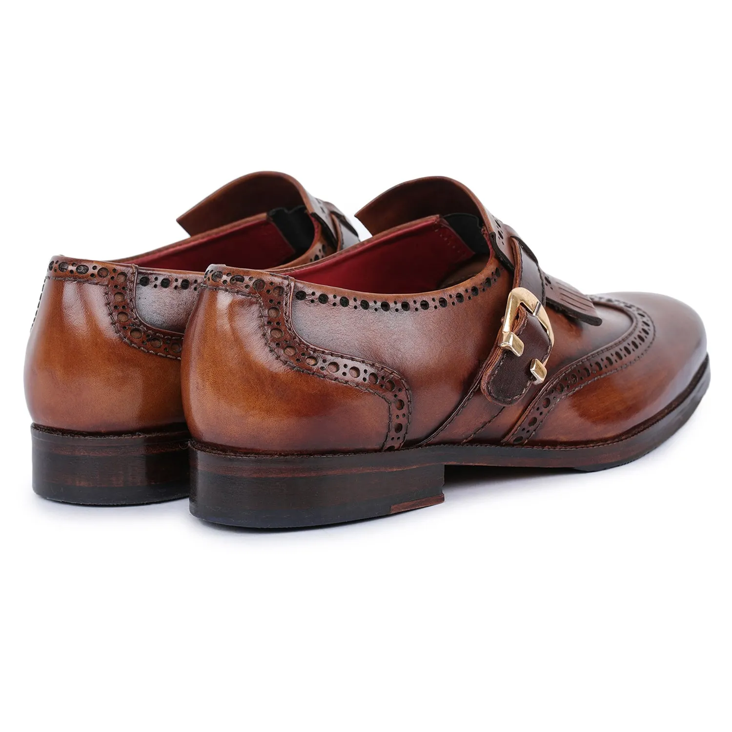 Wingtip Brogue Kiltie Monk Strap- Brown