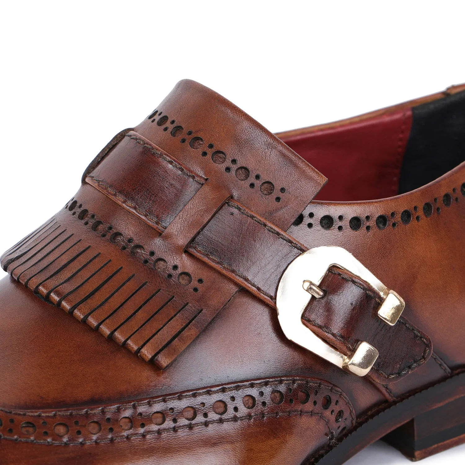 Wingtip Brogue Kiltie Monk Strap- Brown