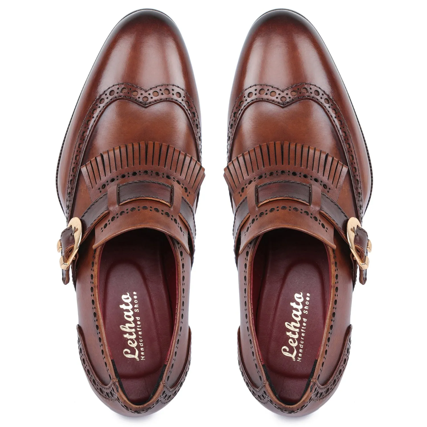 Wingtip Brogue Kiltie Monk Strap- Brown