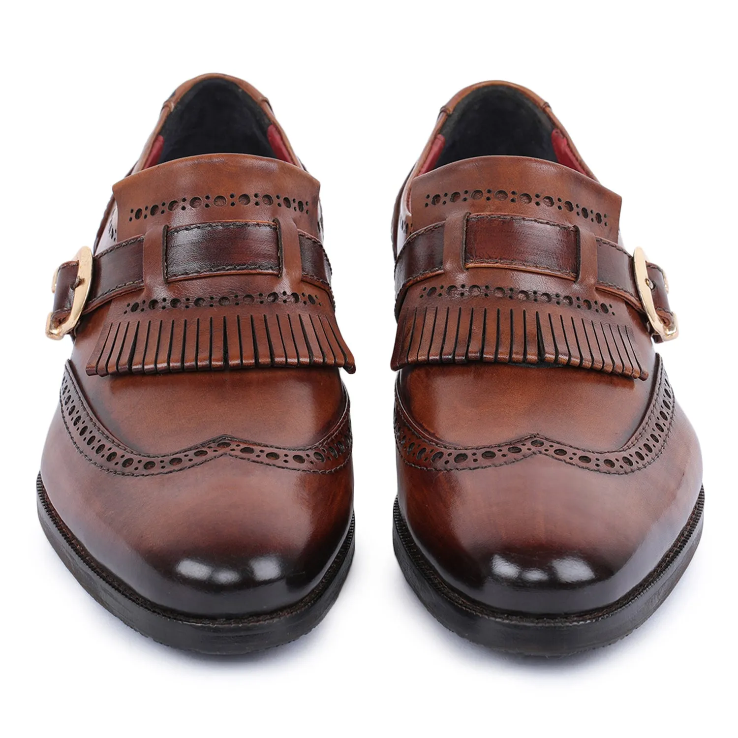 Wingtip Brogue Kiltie Monk Strap- Brown