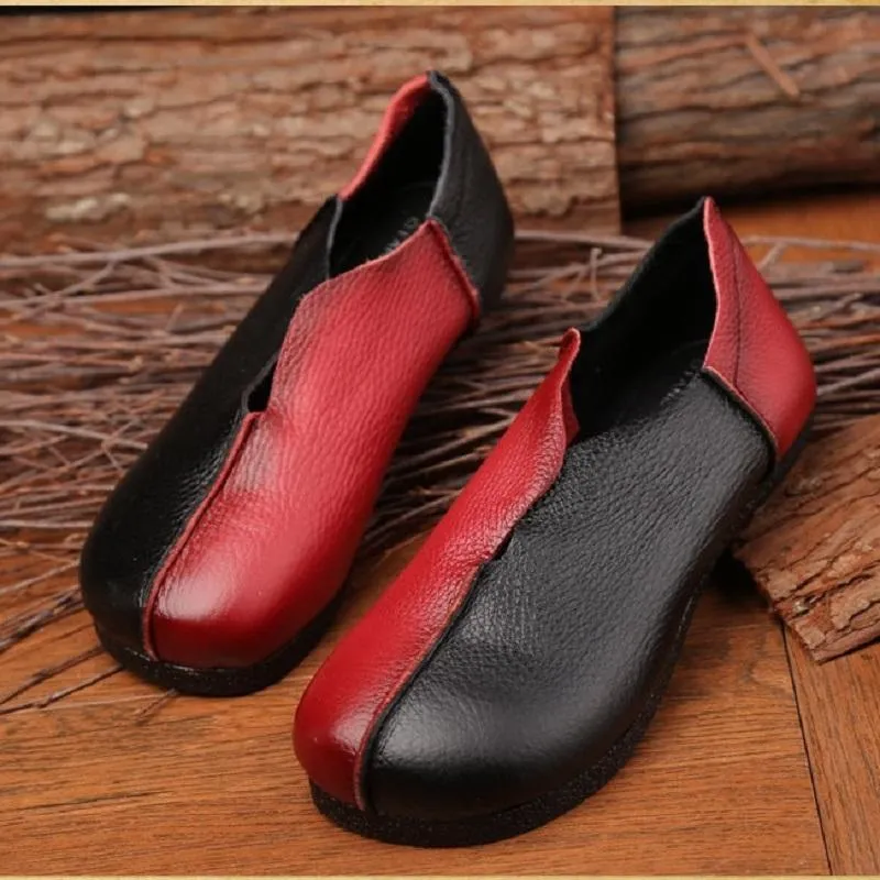 Women Color Block Sewing Closed Toe Flats Shoes