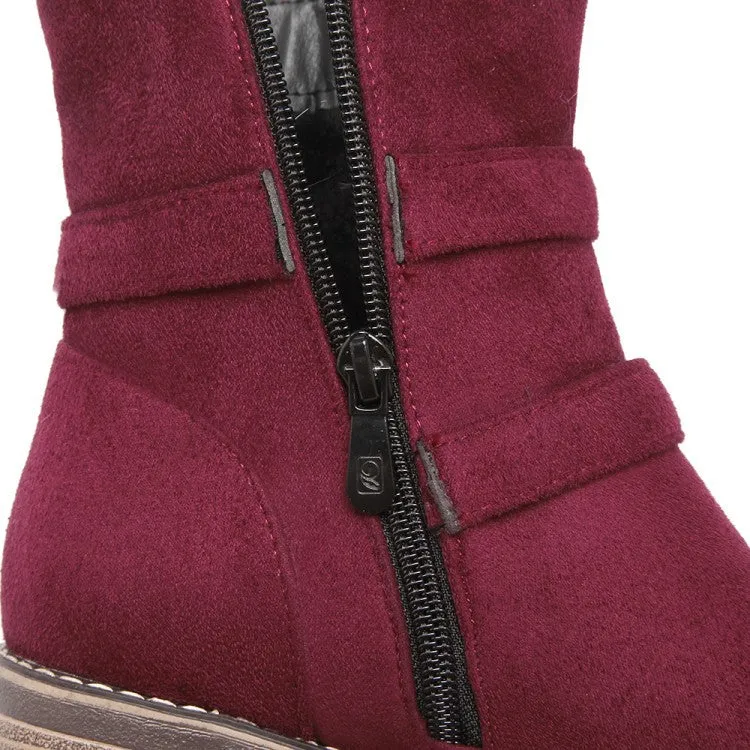 Women's Ankle Boots Buckle Buckle Side Zip Low-sleeve Short Boots Shoes