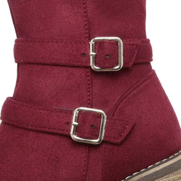 Women's Ankle Boots Buckle Buckle Side Zip Low-sleeve Short Boots Shoes