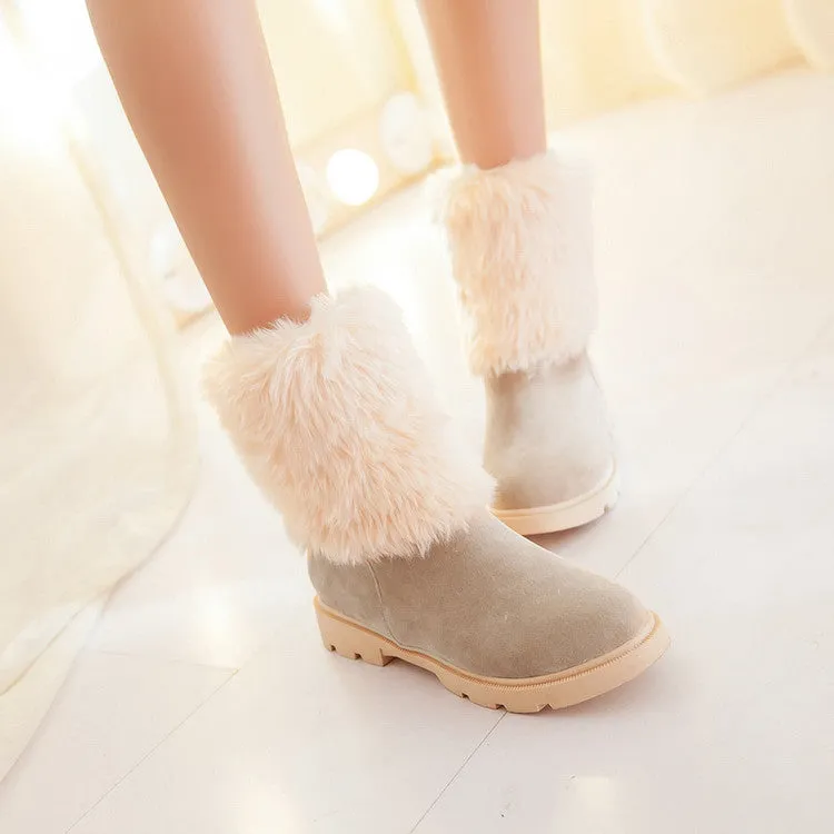 Women's Furry Metal Chains Tassel Short Boots