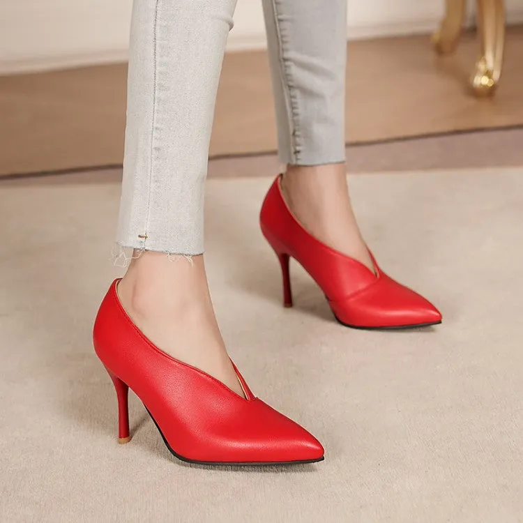 Women's Pointed Toe Shallow Stiletto Heel Ankle Boots