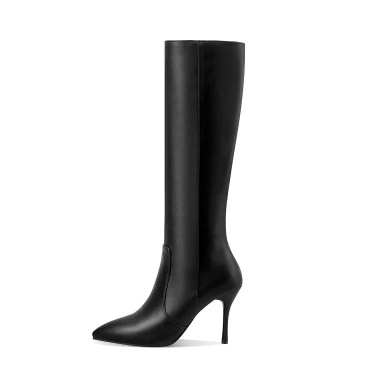 Women's Pointed Toe Side Zippers Stiletto Heel Tall Boots