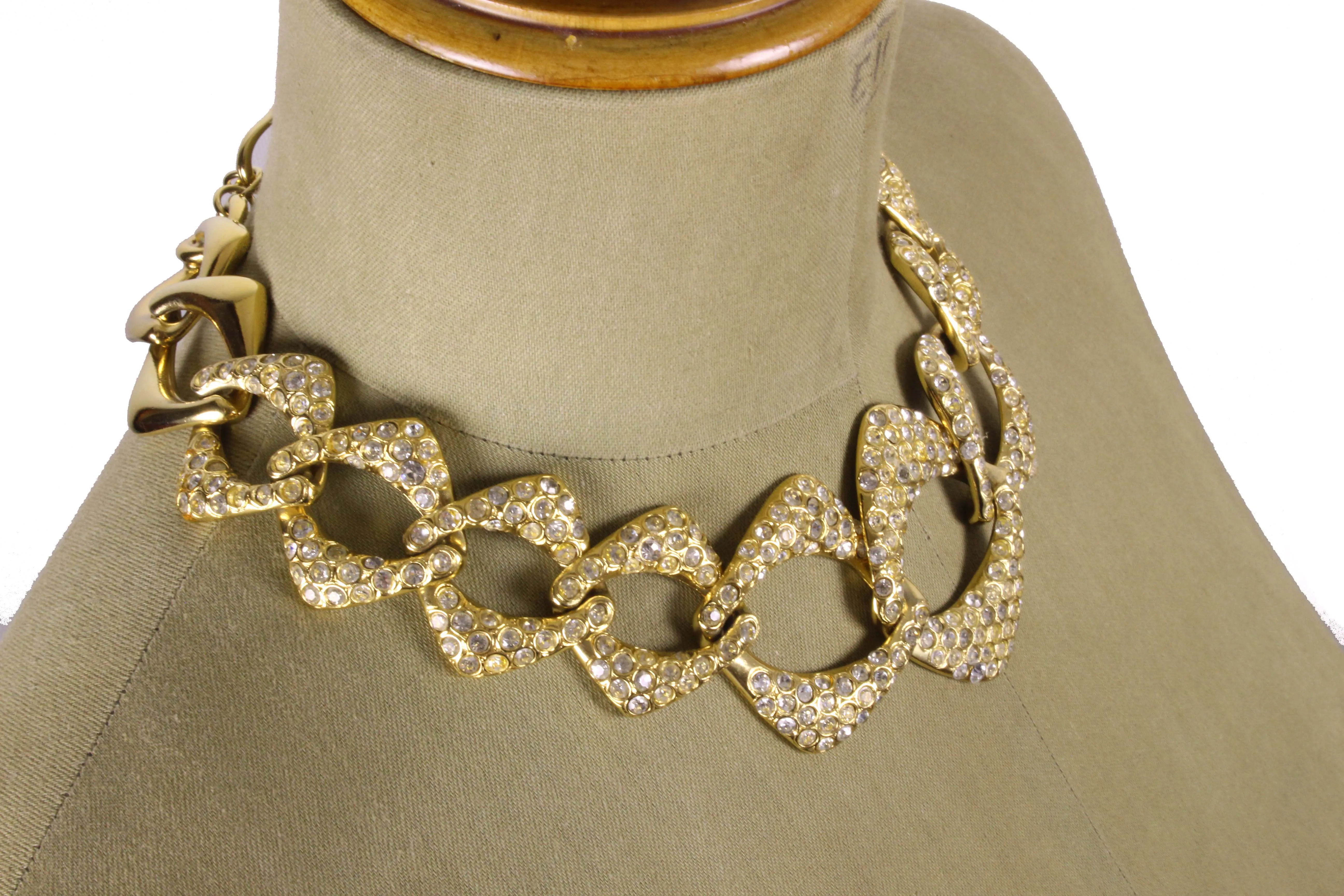 YVES SAINT LAURENT chunky chain rhinestones necklace