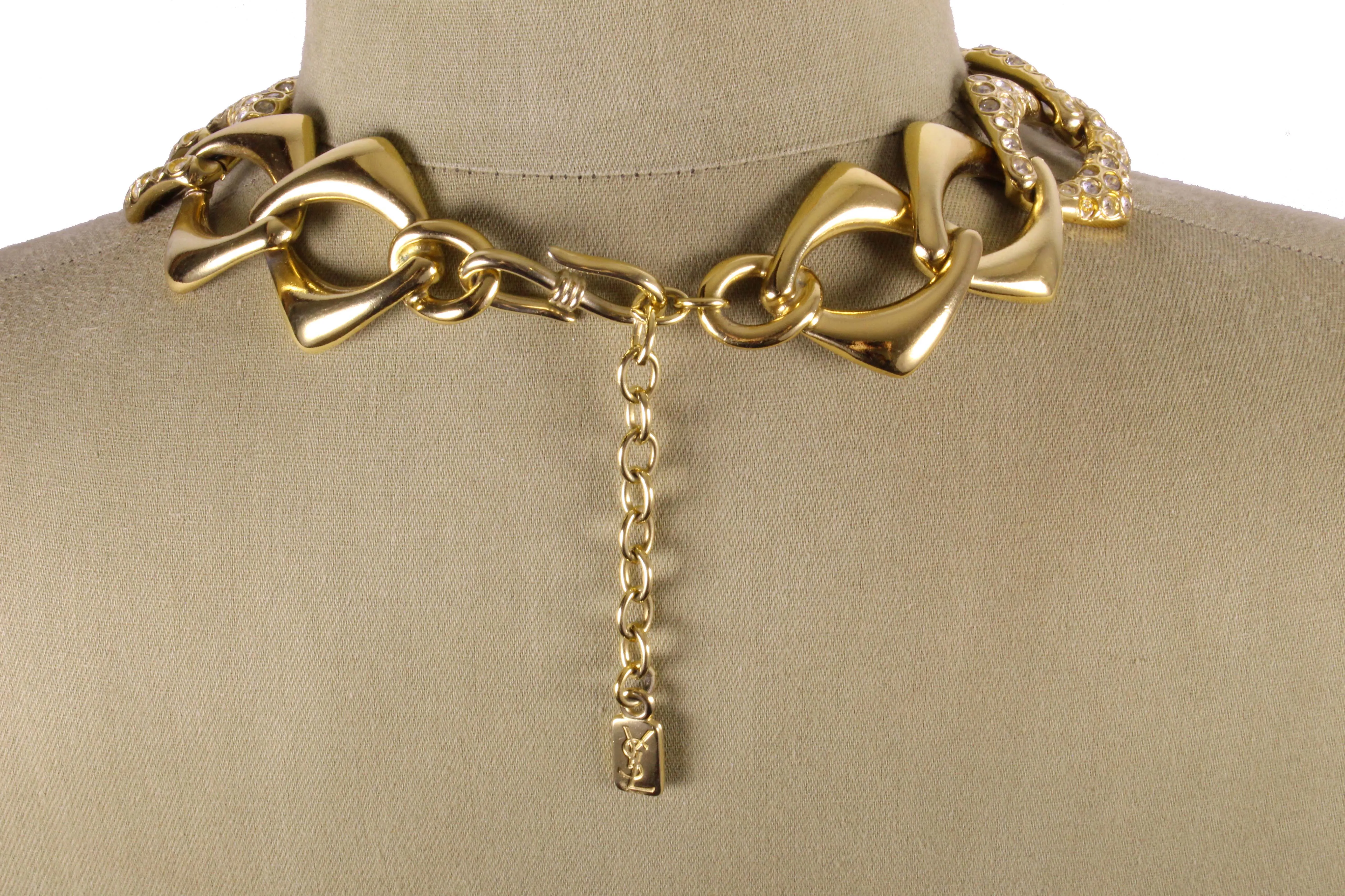 YVES SAINT LAURENT chunky chain rhinestones necklace