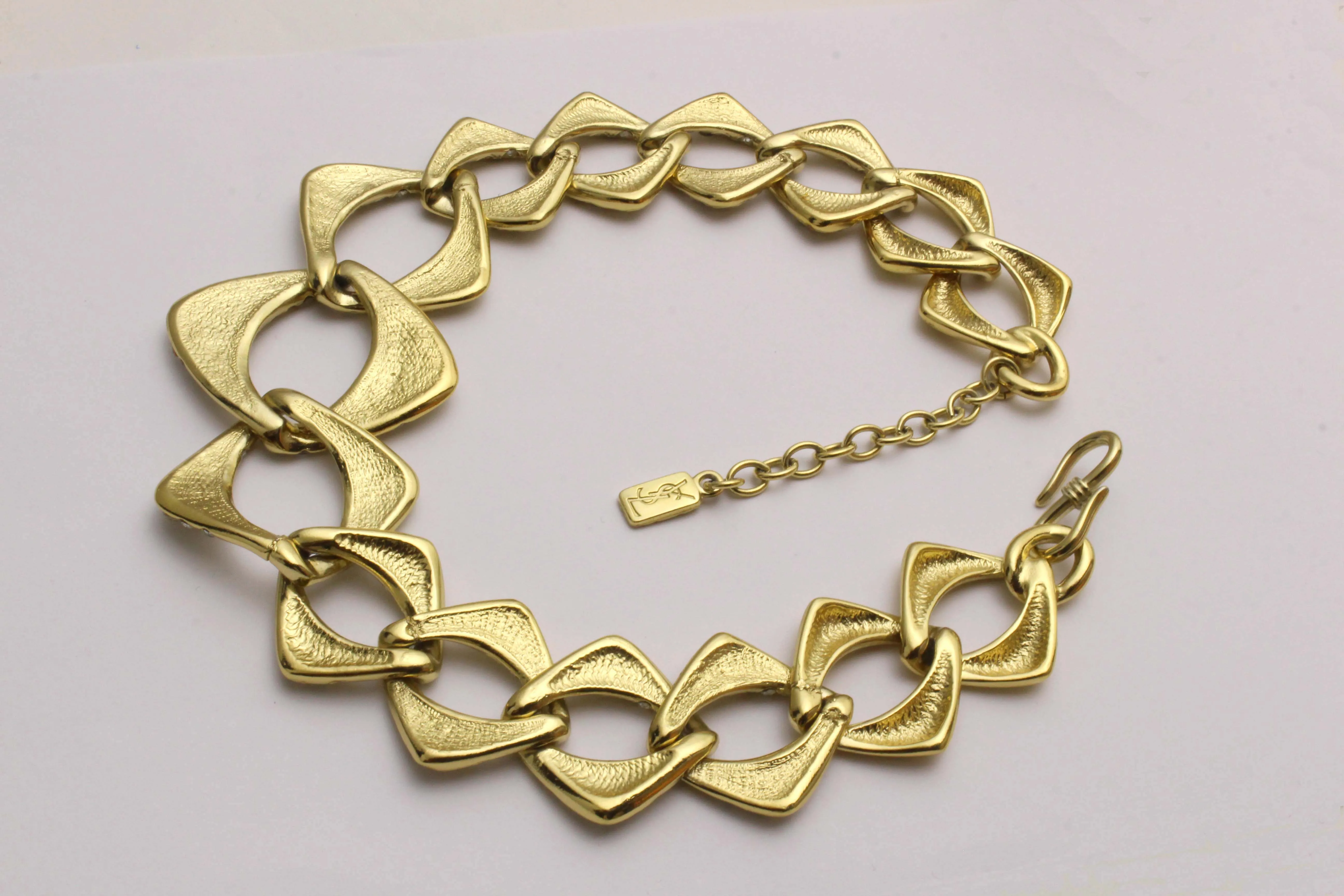 YVES SAINT LAURENT chunky chain rhinestones necklace