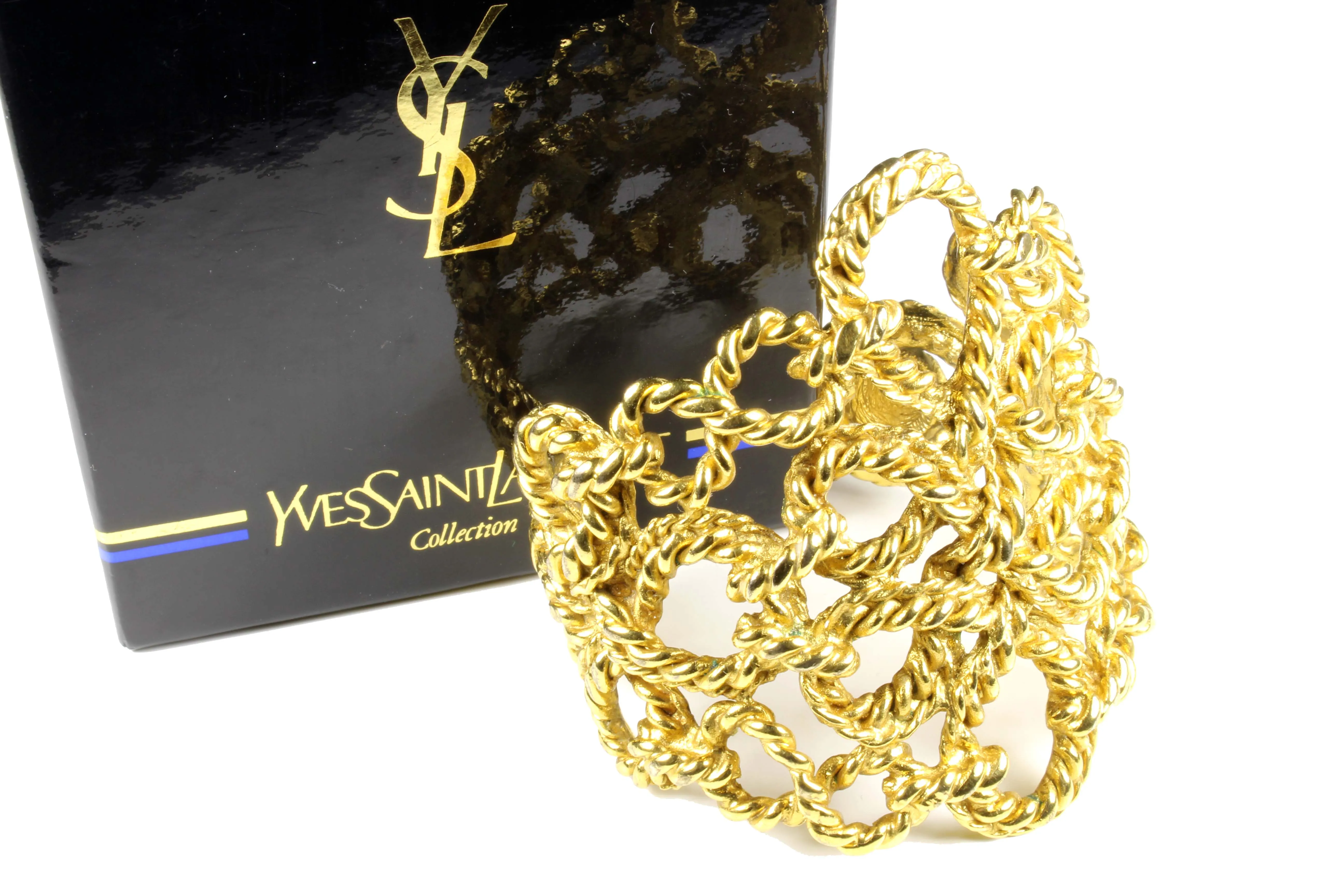 YVES SAINT LAURENT cord filigree cuff bracelet