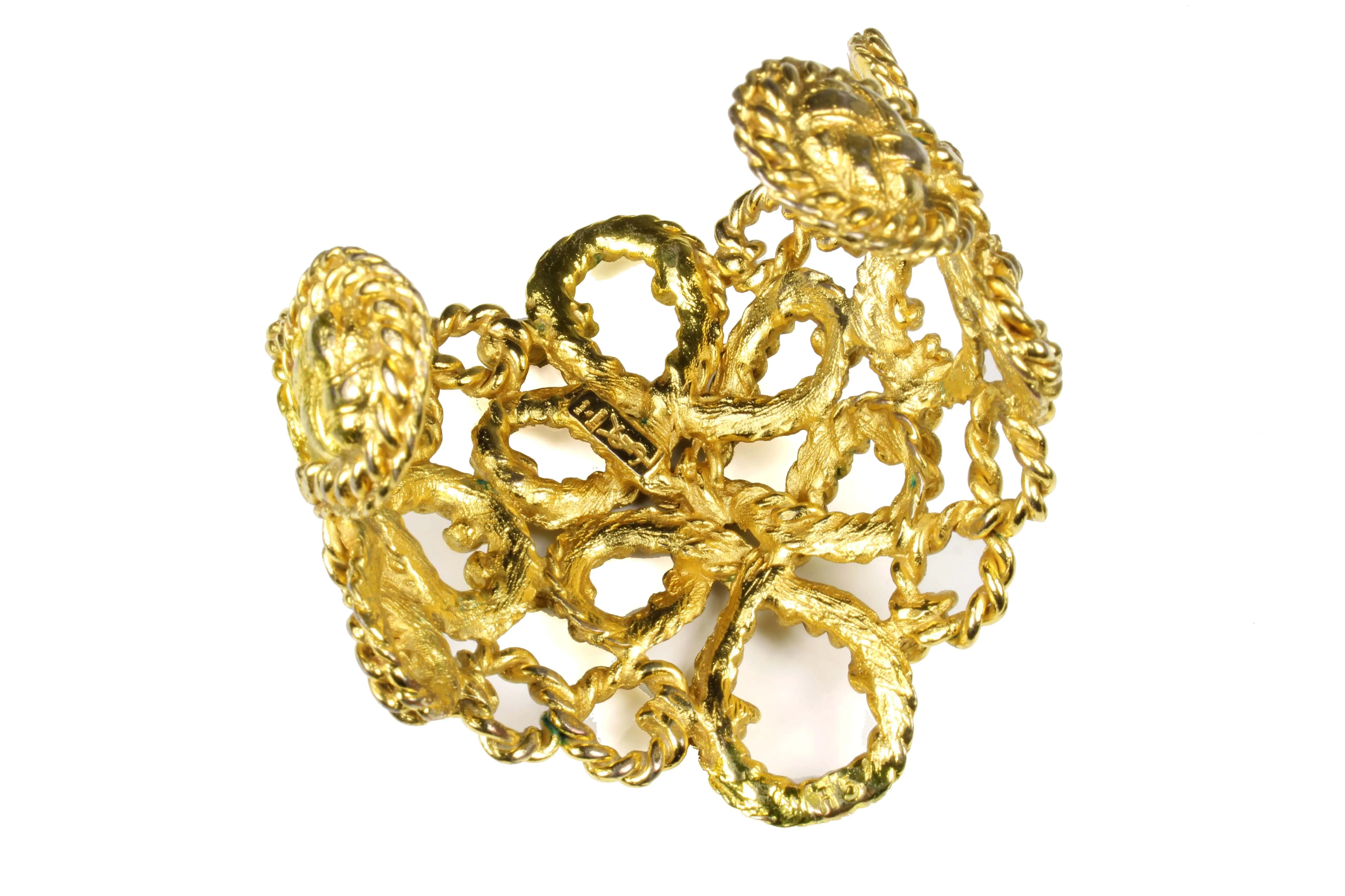 YVES SAINT LAURENT cord filigree cuff bracelet