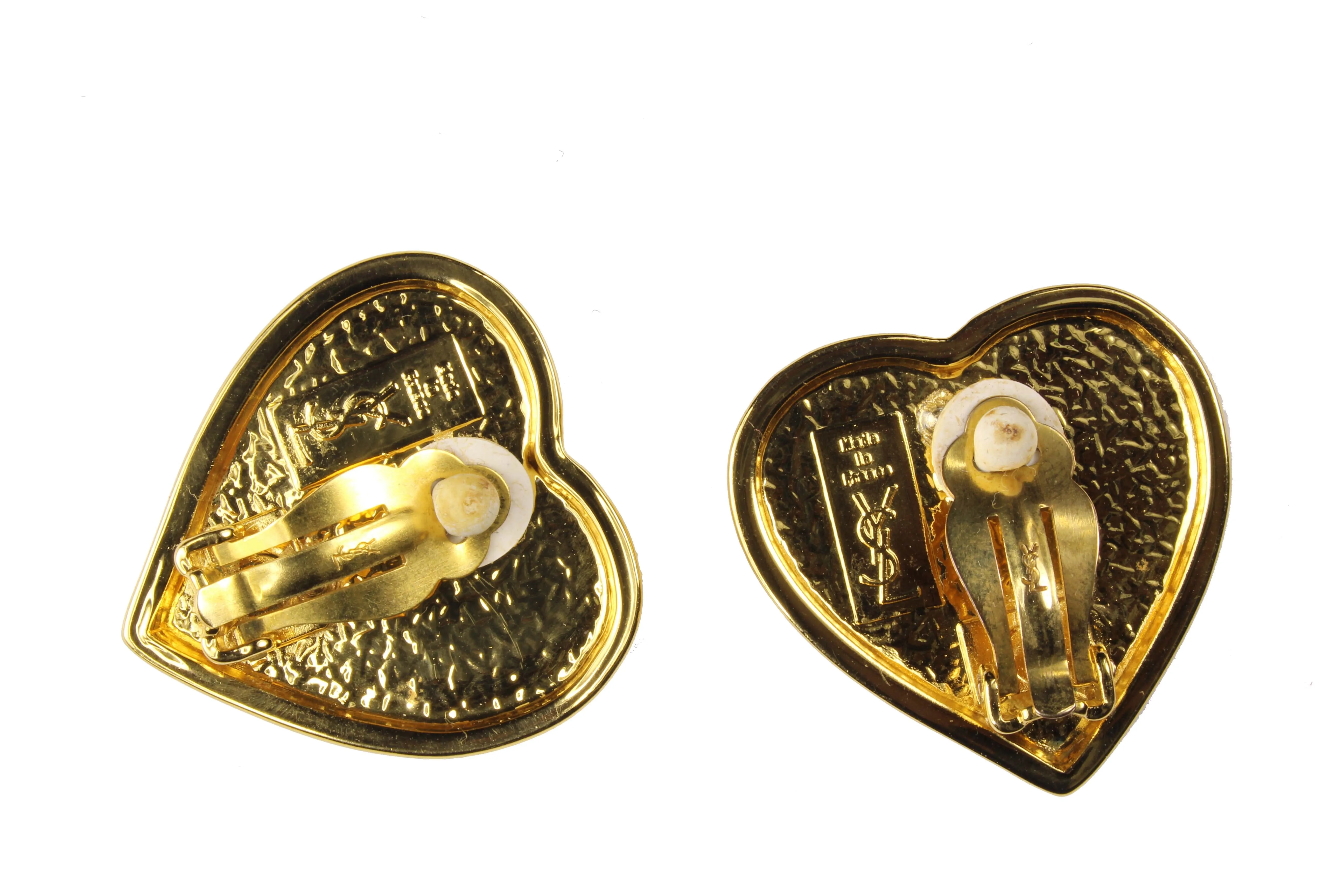 YVES SAINT LAURENT heart Logo earrings