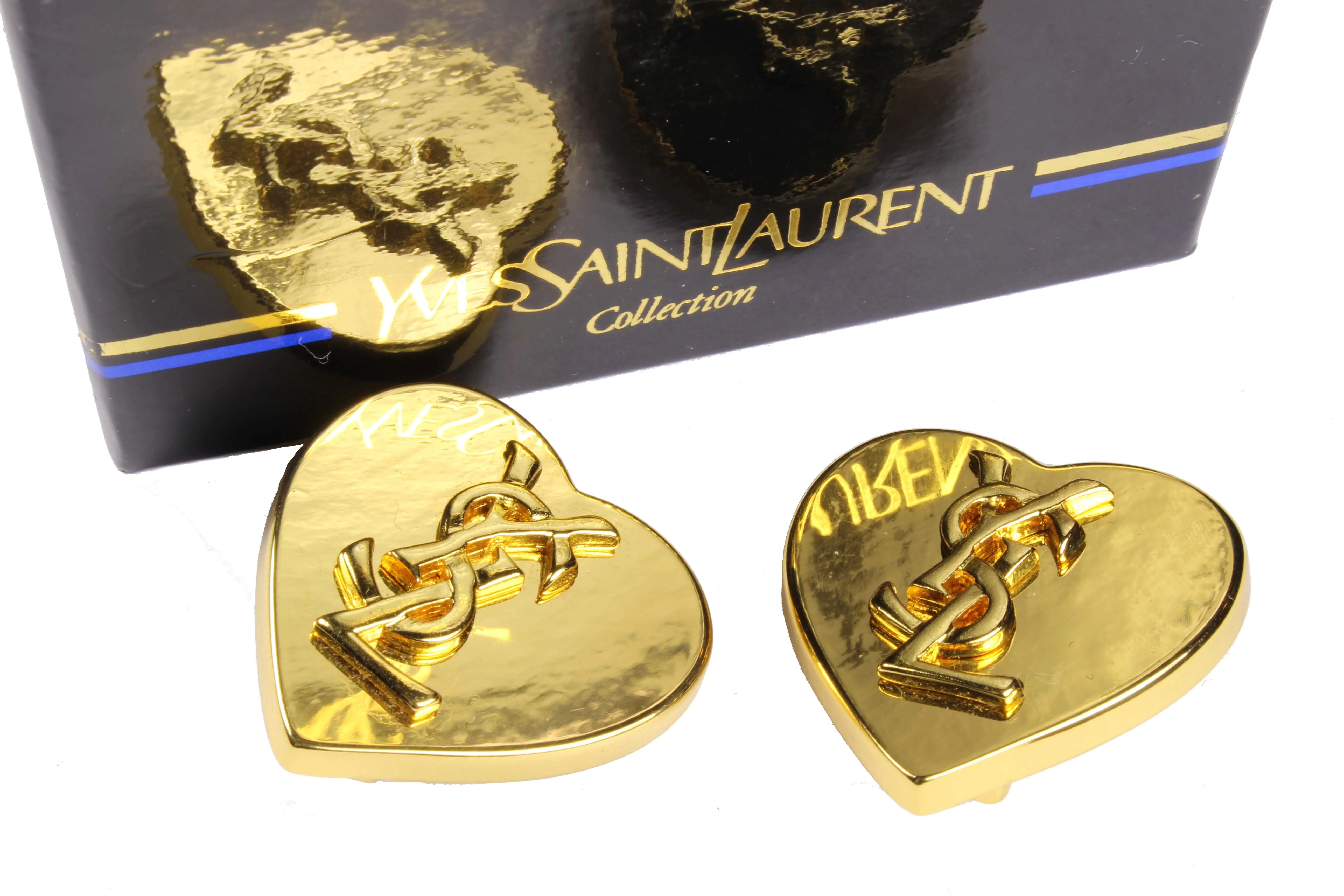 YVES SAINT LAURENT heart Logo earrings