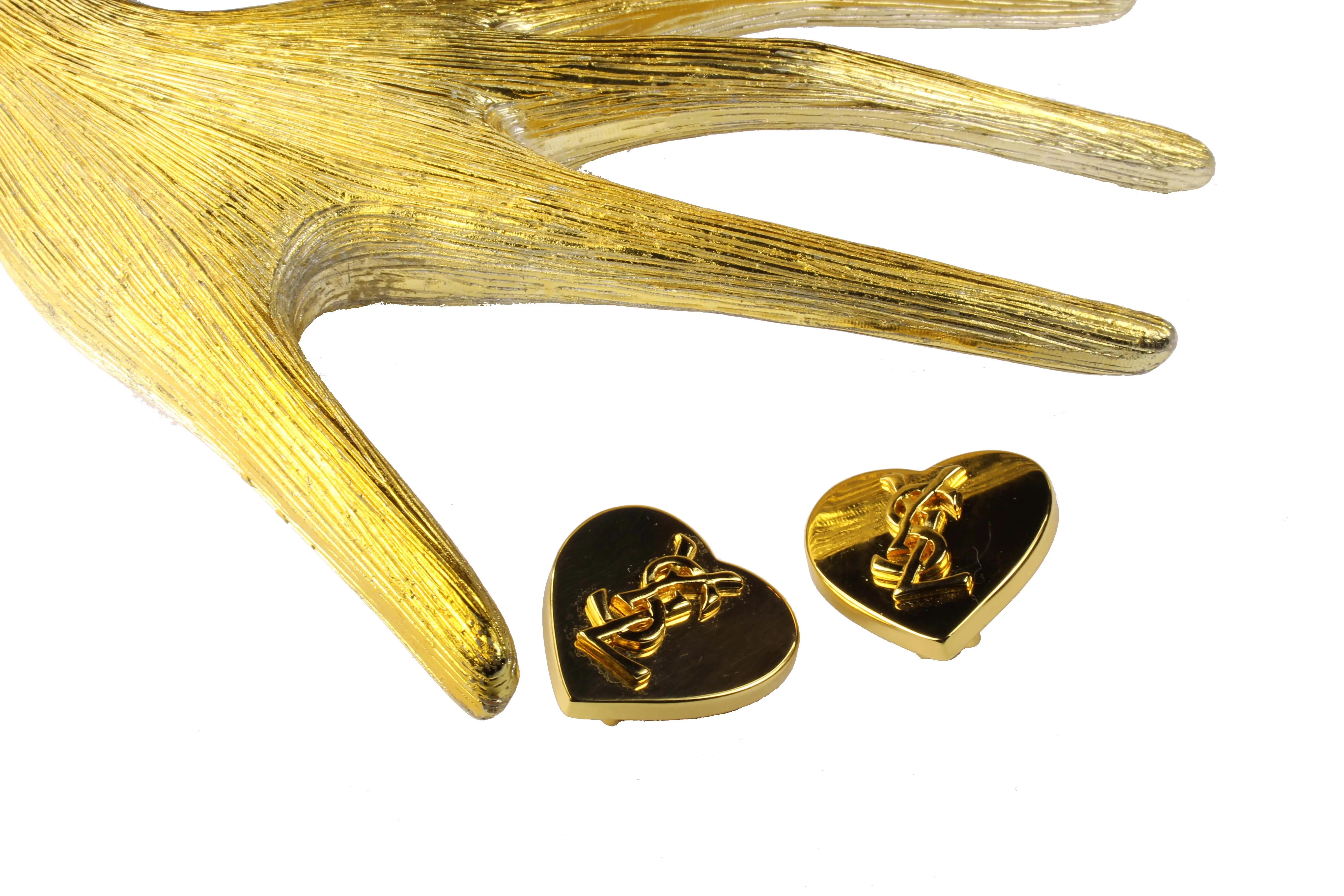 YVES SAINT LAURENT heart Logo earrings