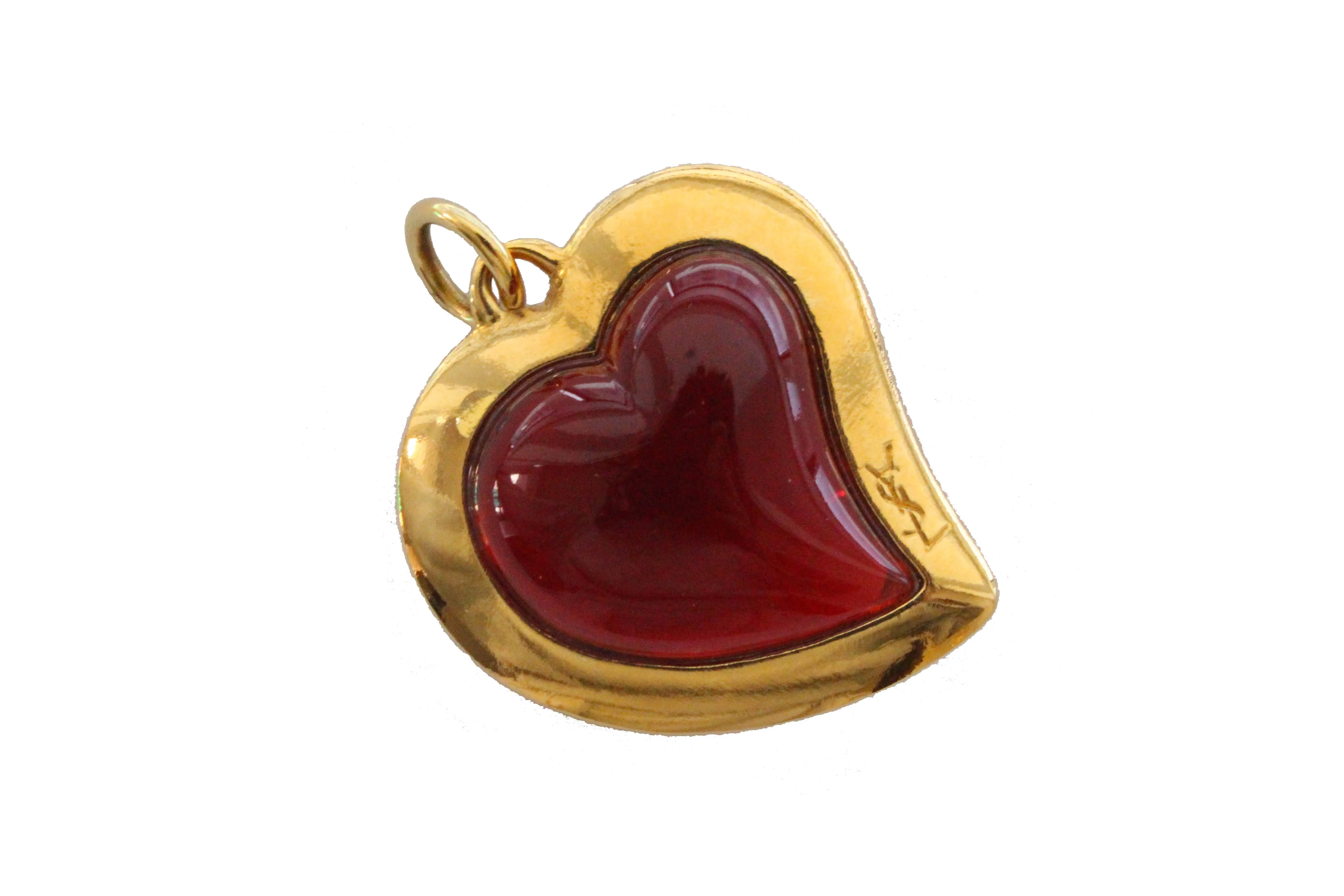 YVES SAINT LAURENT pink resin heart pendant