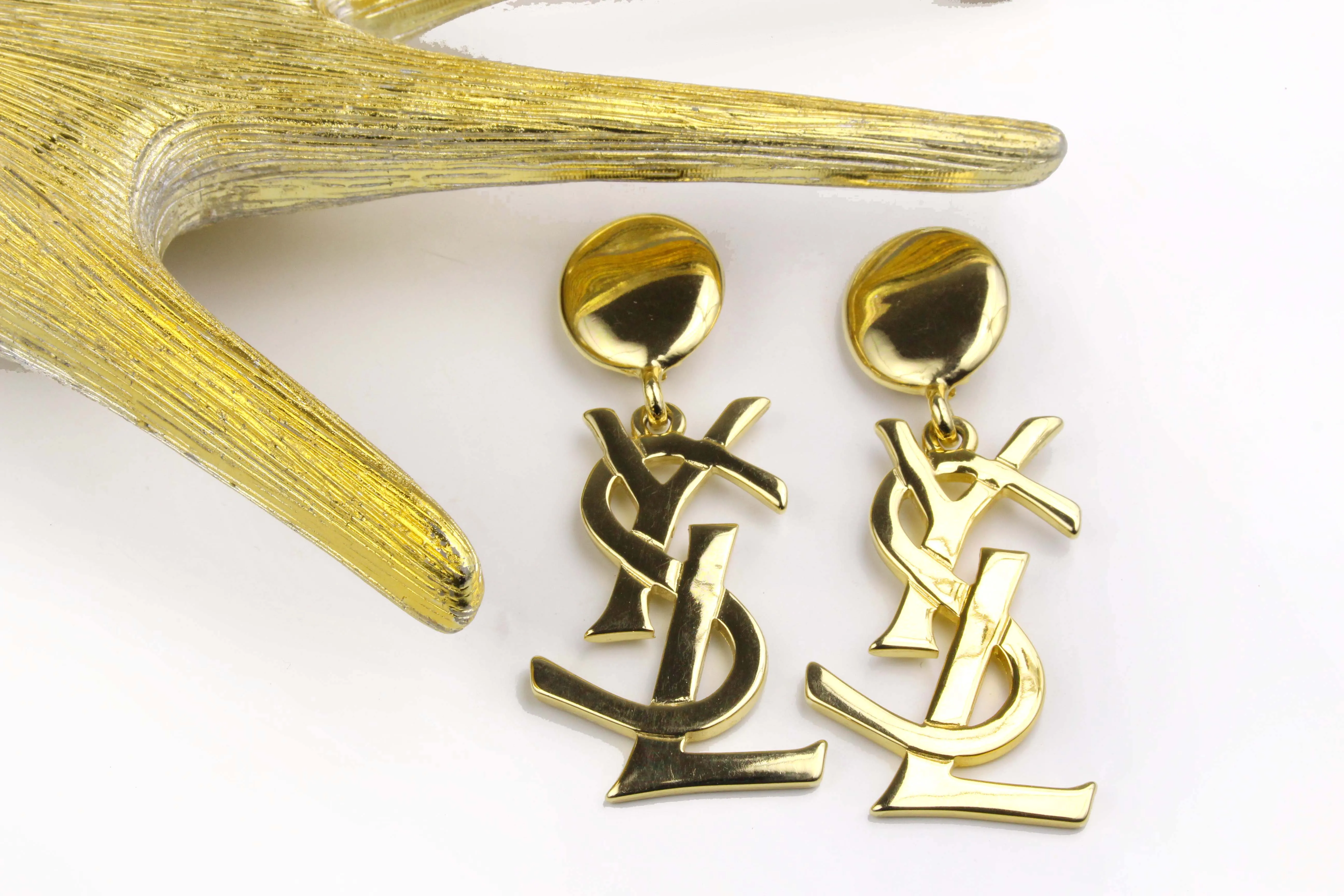 YVES SAINT LAURENT Vintage Logo Earrings