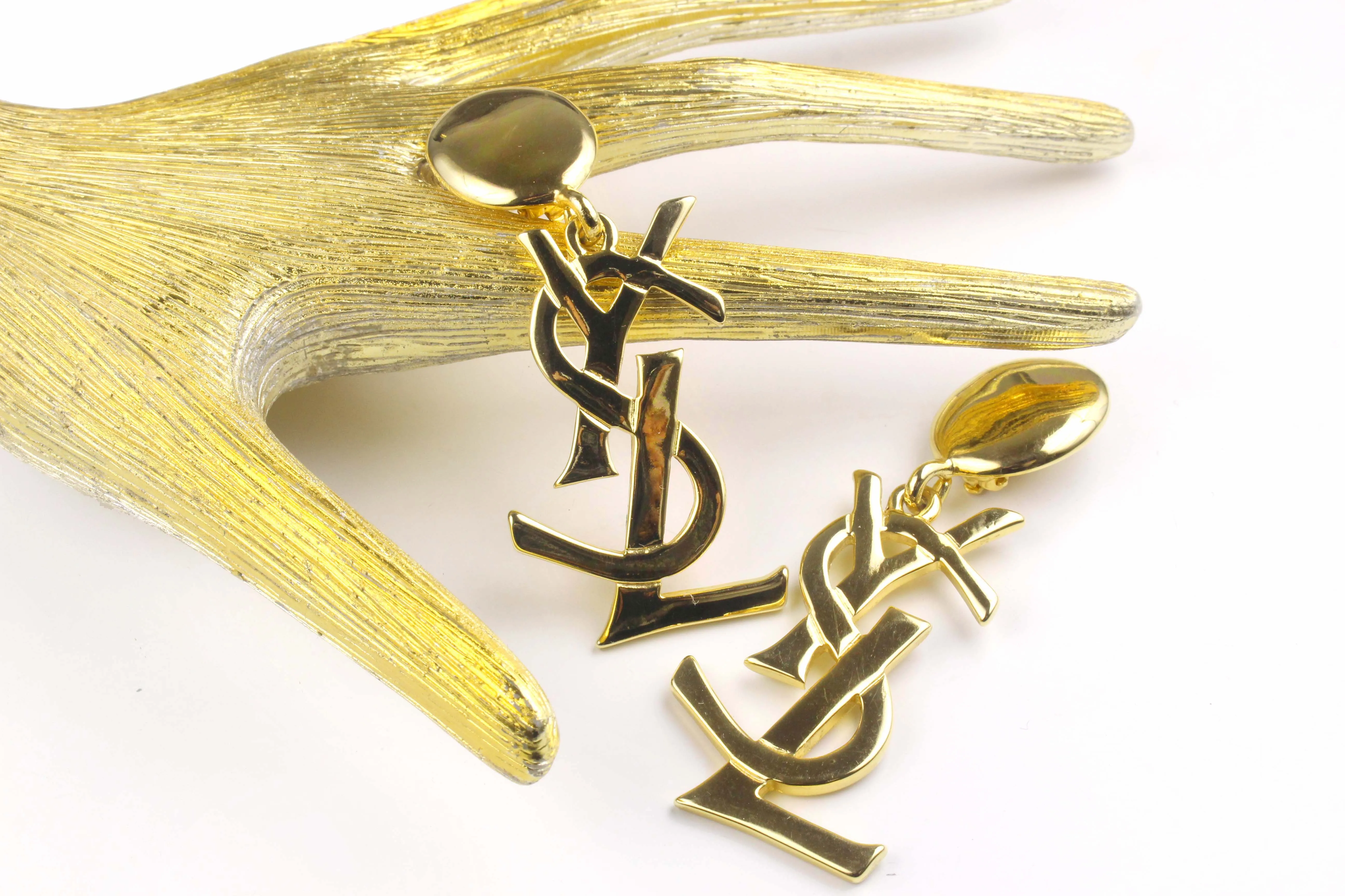 YVES SAINT LAURENT Vintage Logo Earrings