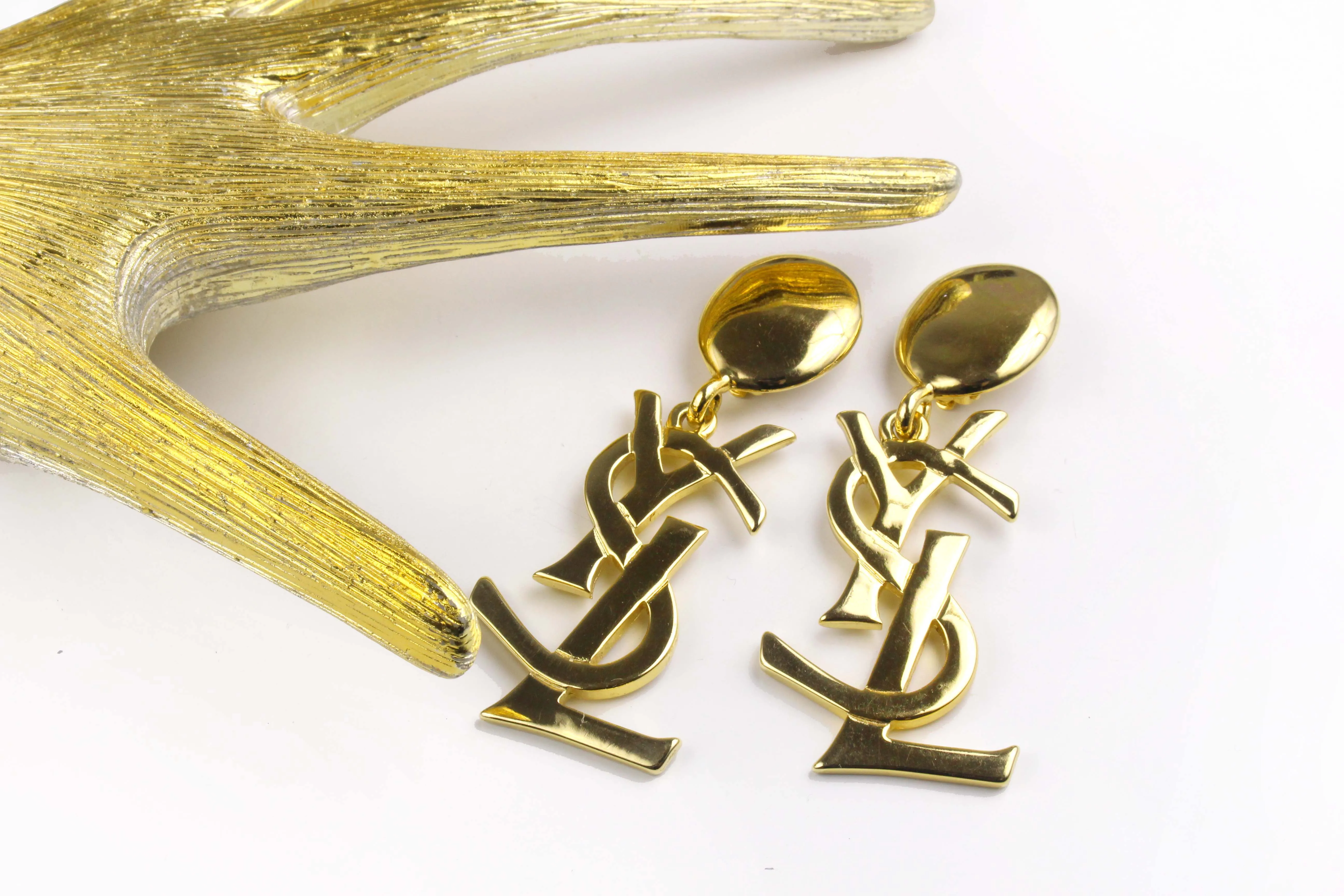 YVES SAINT LAURENT Vintage Logo Earrings