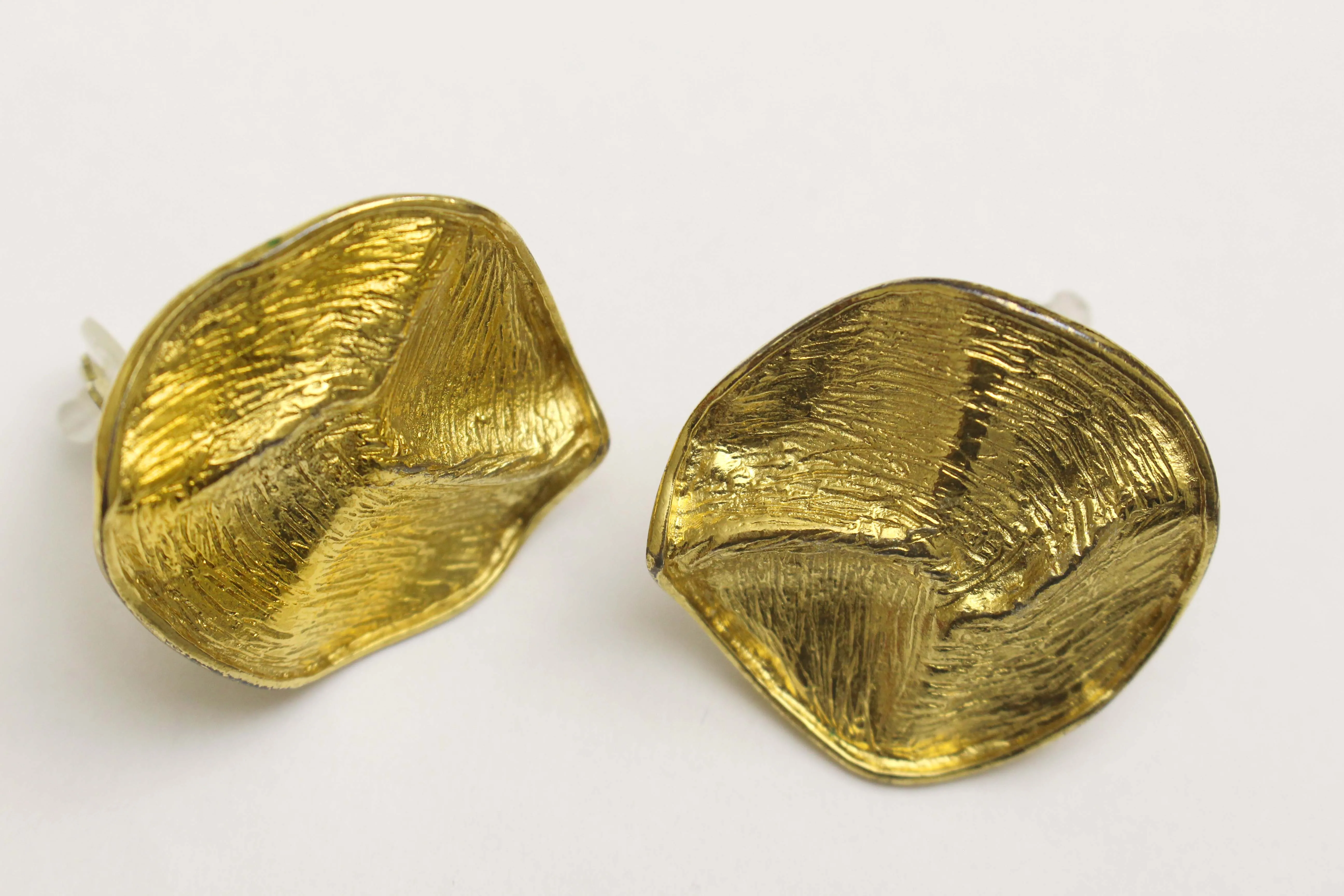 YVES SAINT LAURENT wrinkled gold earrings