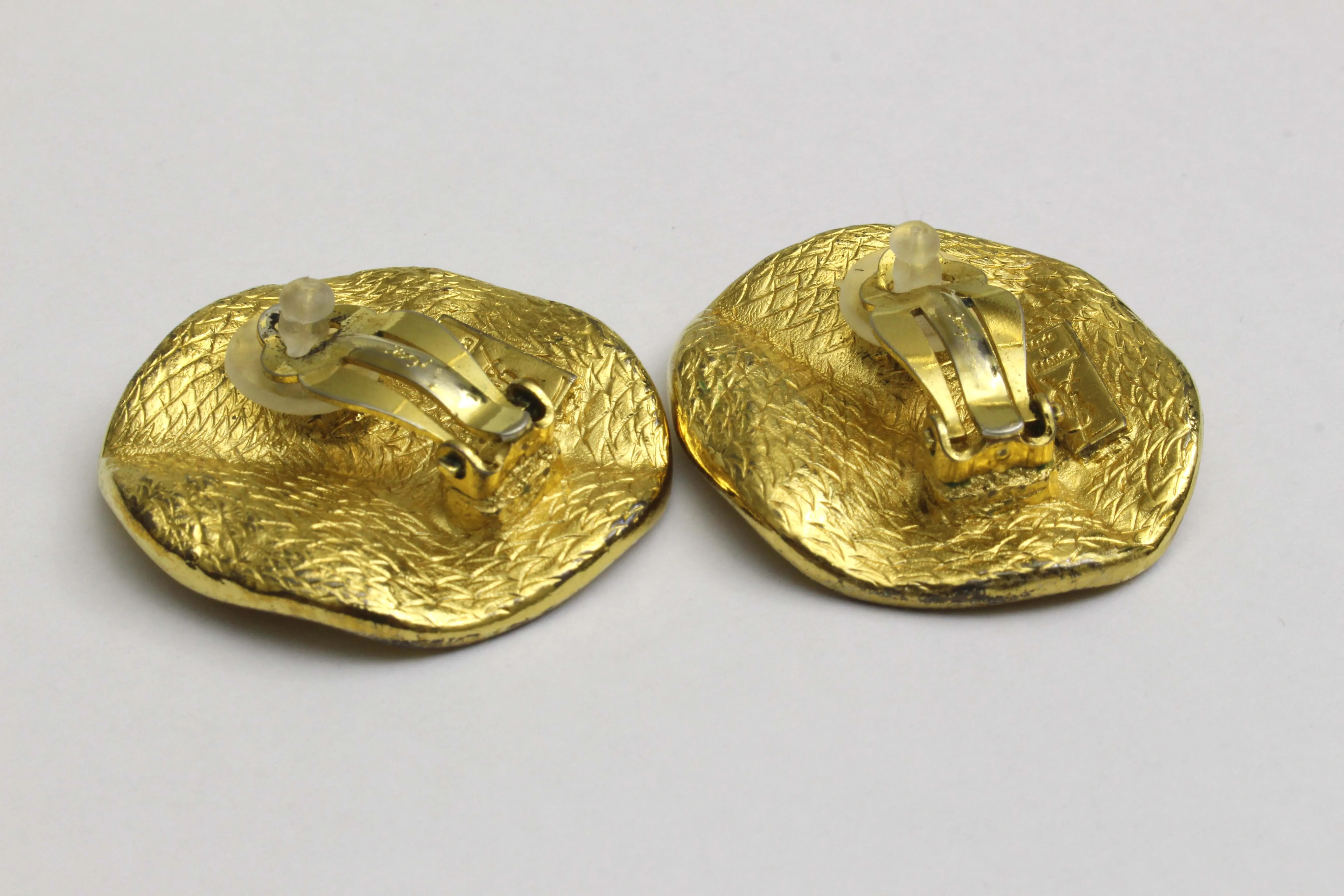 YVES SAINT LAURENT wrinkled gold earrings