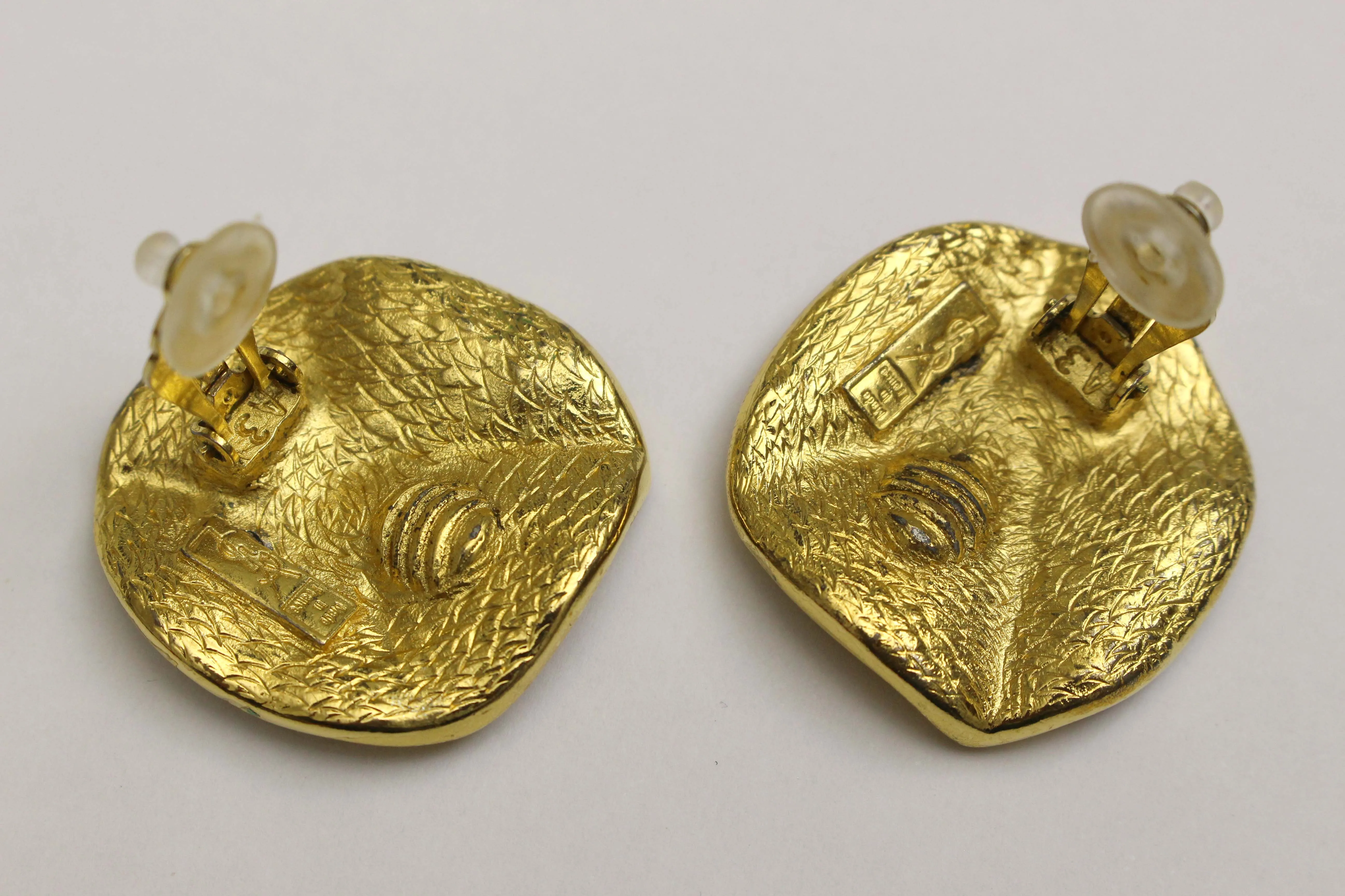 YVES SAINT LAURENT wrinkled gold earrings