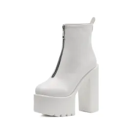 Zipper Platform Heel Boots